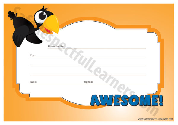 Classroom Awards, Printables, Safe Respectful Learners