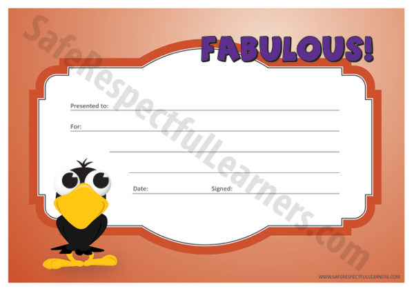 Classroom Awards, Printables, Safe Respectful Learners