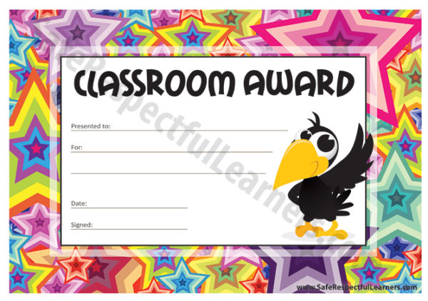 Classroom Awards - Bright Shapes - Crow - Safe Respectful Learners