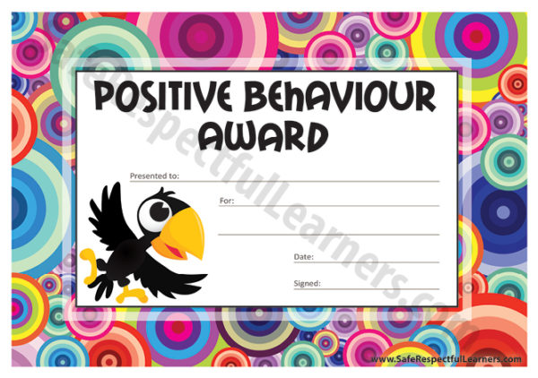 Classroom Awards - Bright Shapes - Crow - Safe Respectful Learners