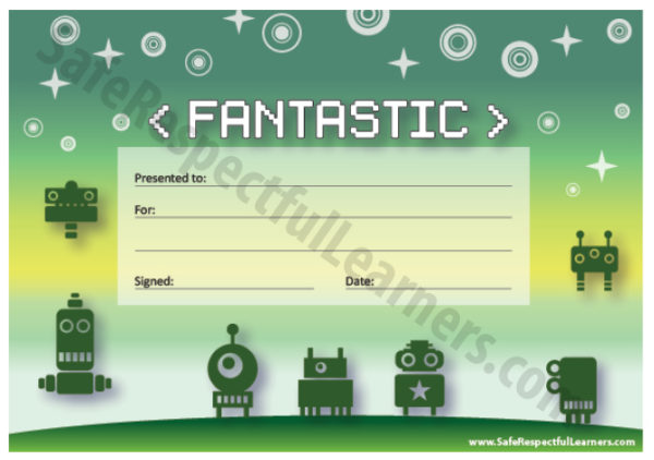 Classroom awards - Robots - Printables