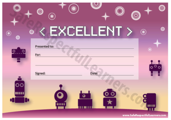 Classroom awards - Robots - Printables