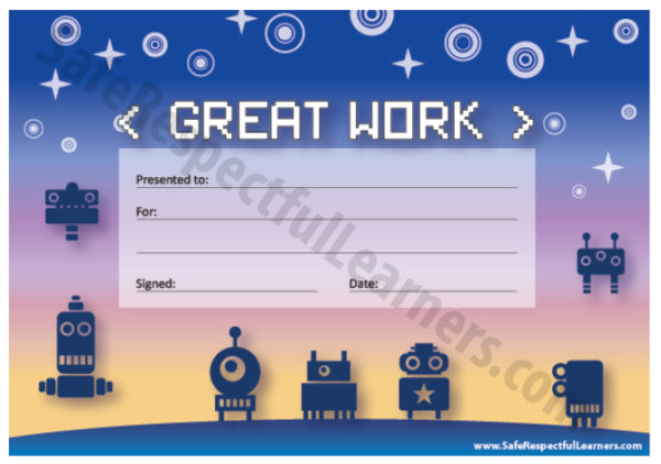 Classroom awards - Robots - Printables