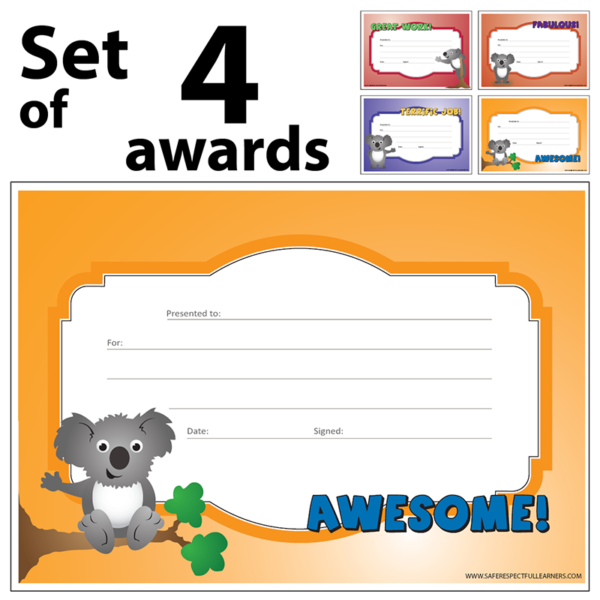 Safe Respectful Learners Awards - Classroom Certificates